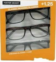 Foster Grant Classic Reading Glasses +1.25 3 Count