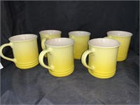 6 NEW LE CREUSET QUINCE YELLOW COFFEE CUPS