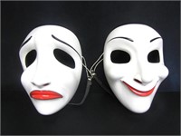 HANDMADE DECORATIVE COMEDY/TRAGEDY THEATRE MASKS