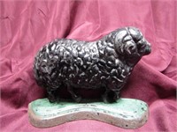 Antique Cast iron Black ram sheep door stop.