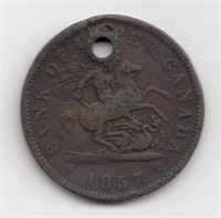 1857 Upper Canada One Penny Token