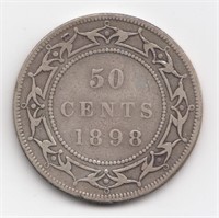 1898 Newfoundland 50 Cent Silver Coin
