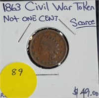 1863 CIVIL WAR TOKEN - NOT ONE CENT