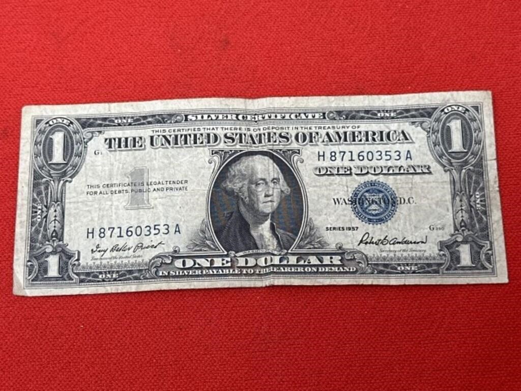 1957 One Dollar Silver Certificate H87160353A