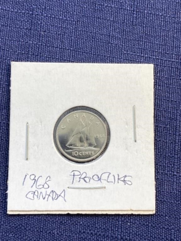1968 Canadian $.10 coin