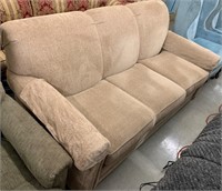 Tan Upholstered “Temple Furniture” Sofa