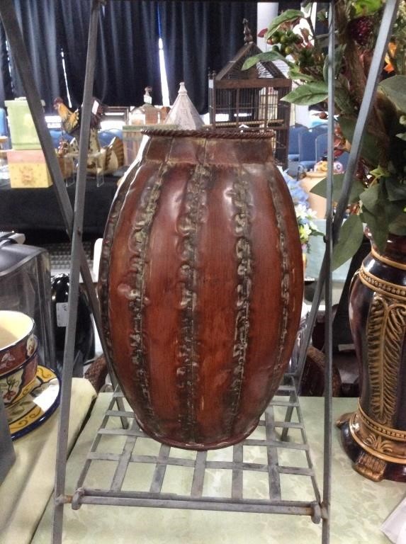 Round metal vase