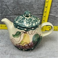 Sponge Glazed Stoneware Teapot with Fruit Motif