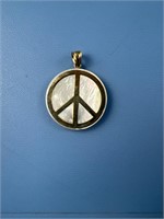 STAMPED 14K GOLD & PEARL? PEACE PENDENT