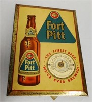 "Fort Pitt" Cardboard Ad. w/ Tin Frame and Temp