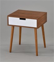 Light Walnut/White Side End Table Nighstand