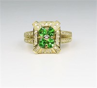 Gorgeous Tsavorite Garnet and Diamond Ring