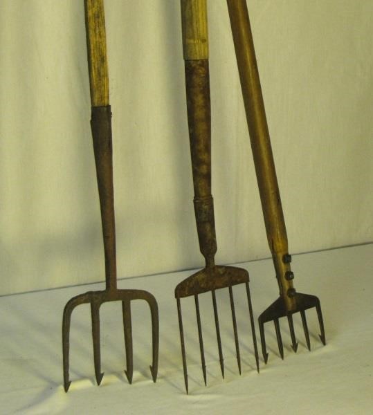 3 Vintage Ice Fishing Spears - 3 & 4 Prong