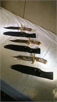 Collection of three knives and sheaths