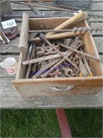 Box vintage tools.  Hammer handles.