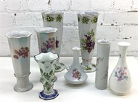8 decorative porcelain vases 6-11"