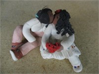 Kissing Couple Clay Sculpture-Signed