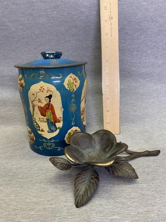 Vintage Horner Tin and Cast Brass Flower