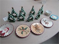 8 CHRISTMAS TREE NAPKIN HOLDERS, CHRISTMAS SAUCERS