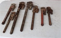 7 Various  Made In USA Pipe Wrenches