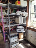 Metal Shelf With AC Unit, Roaster and More