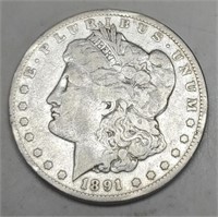 1891-CC Morgan Silver Dollar F