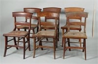 Set Six Cane Seat Tiger Maple Klysmos Chairs