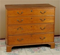 CT Chippendale Cherry Four Drawer Chest