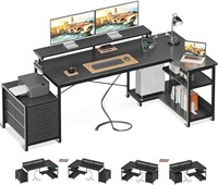 AODK L Shaped Desk  79 Inch  Black