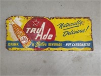 Tru Ade Beverage Tin Advertising Sign