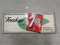 "Fresh Up" with 7UP Tin Advertising Sign