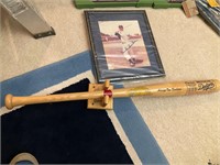 Signed photo and bat