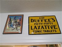 Taz w/ Bugs and Daffy & Metal Sign