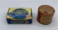 Chase & Sanborn's coffee sample tin & aspirin