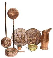 (8) FRENCH BRASS & COPPER HOUSEHOLD ITEMS