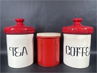 Red & Cream Coffee & Tea Jars, Red Chantal Jar