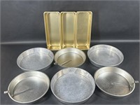 Six Round Cake Pans & Three Rectangle Loaf Pans