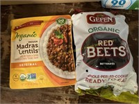 Organic red beets precooked,organic madras lentils