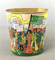 Vintage Pollution Protest Metal Trash Can