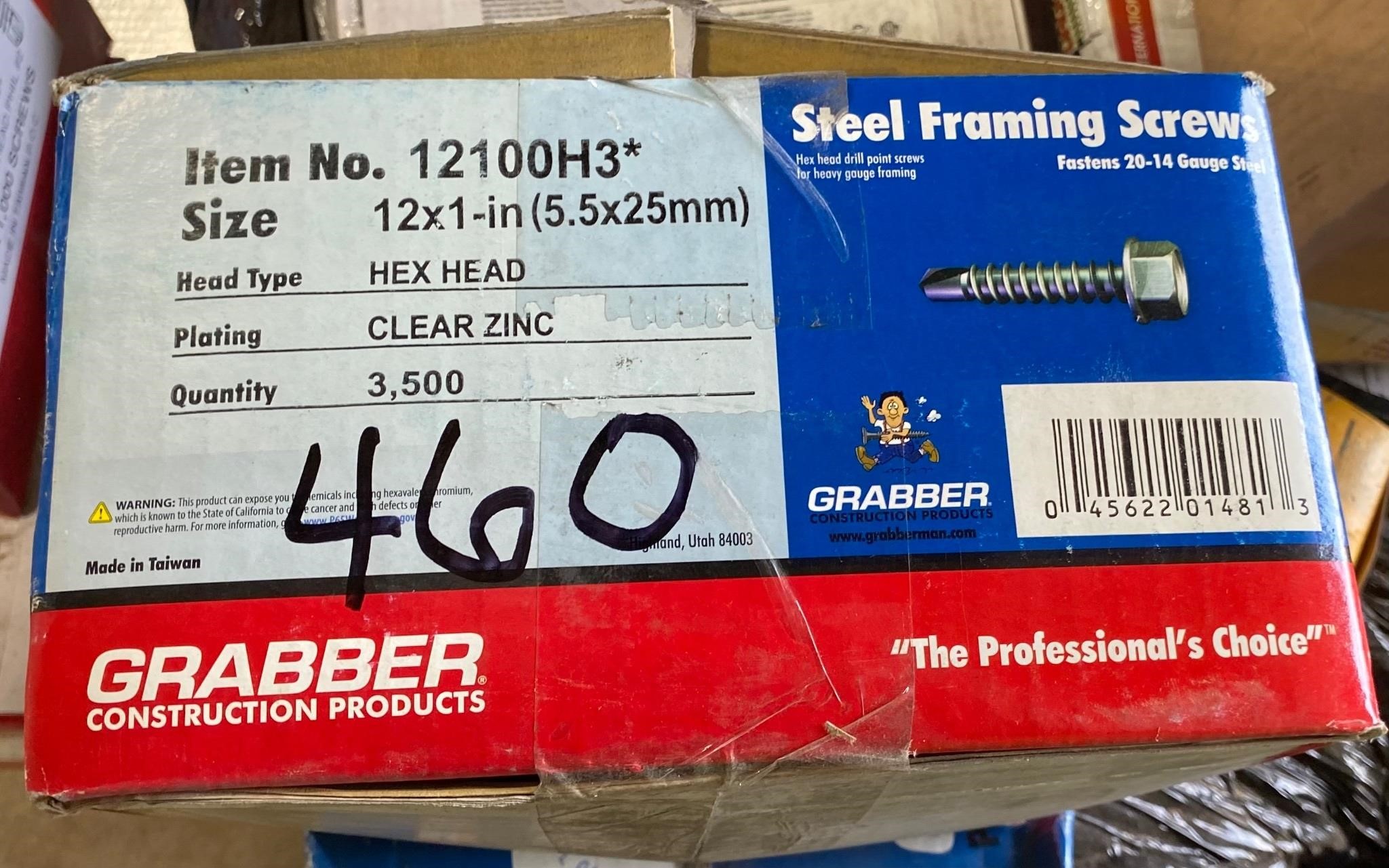 Grabber 12x1" Hex Head, 3500ct