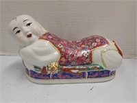 Vintage Chinese Girl Ceramic Pillow