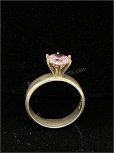 Sterling silver pink stone ring