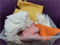 Full Tote of Antique Vintage Linens and towels