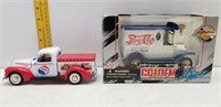 2 PEPSI COLA DIE CAST TRUCKS-1 IS A BANK