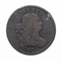 1804 Draped Bust Half Cent Cross 4 Stems