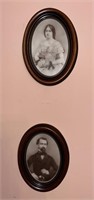 Pair of Photos of Ancestors - Oval Frames -