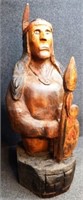 Native American Indian Warrior Carved Statue