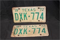 1972 Matching Texas License Plates