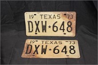 1973 Matching Texas License Plates