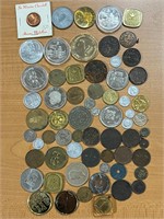 64- Assorted Coins, Medallions incl Silver
